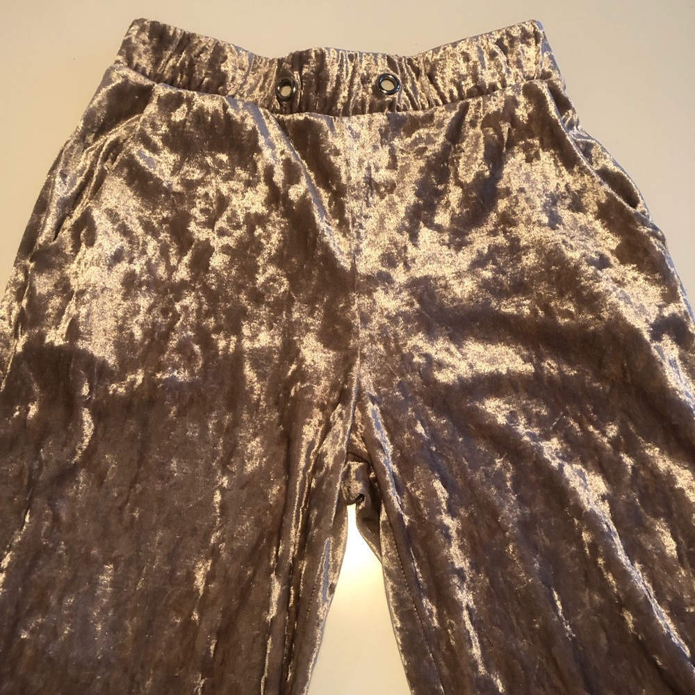 Crushed velvet, stretchy lounge wide leg pants